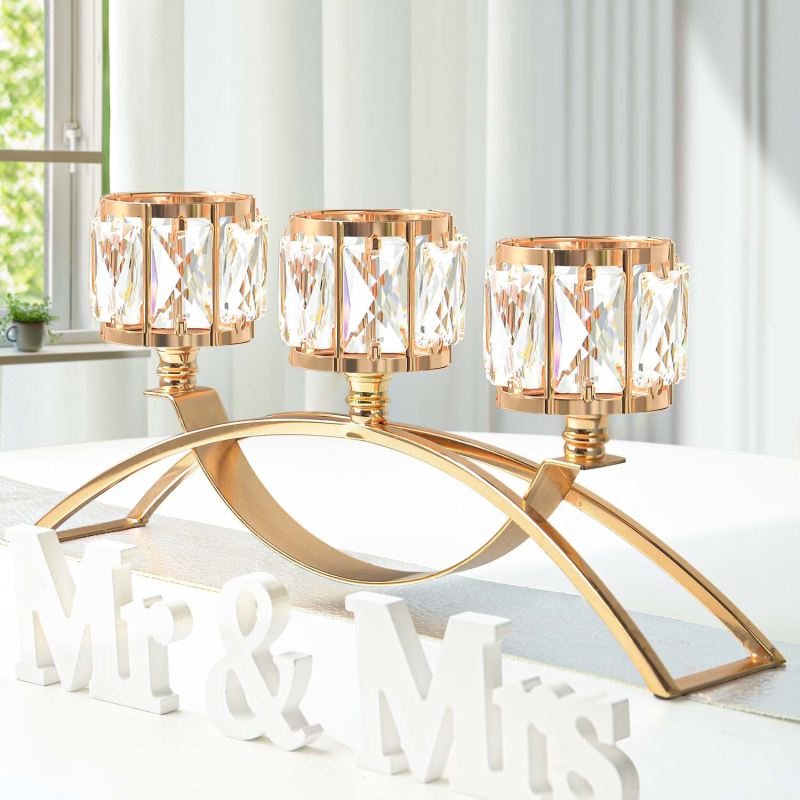 Tarpvalstybinis „Amazon Nordic“ modernus trijų galvų metalinis krištolinis žvakidė romantiška žvakių šviesa vakarienės stalo dekoracija prancūziško stiliaus namams