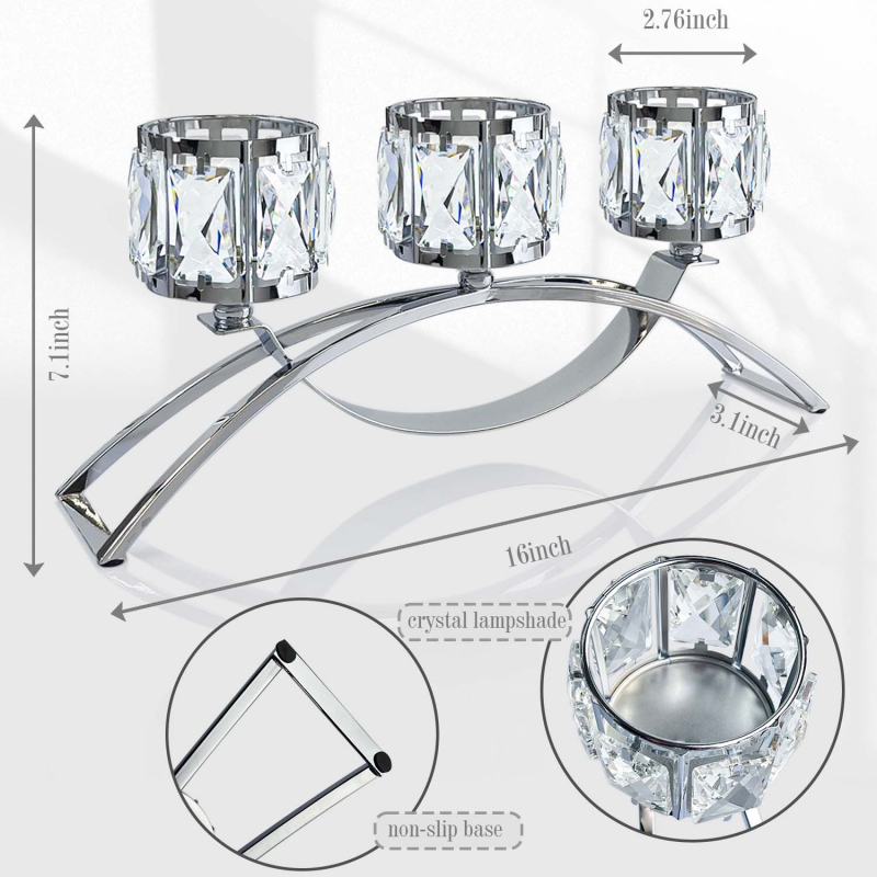 Tarpvalstybinis „Amazon Nordic“ modernus trijų galvų metalinis krištolinis žvakidė romantiška žvakių šviesa vakarienės stalo dekoracija prancūziško stiliaus namams