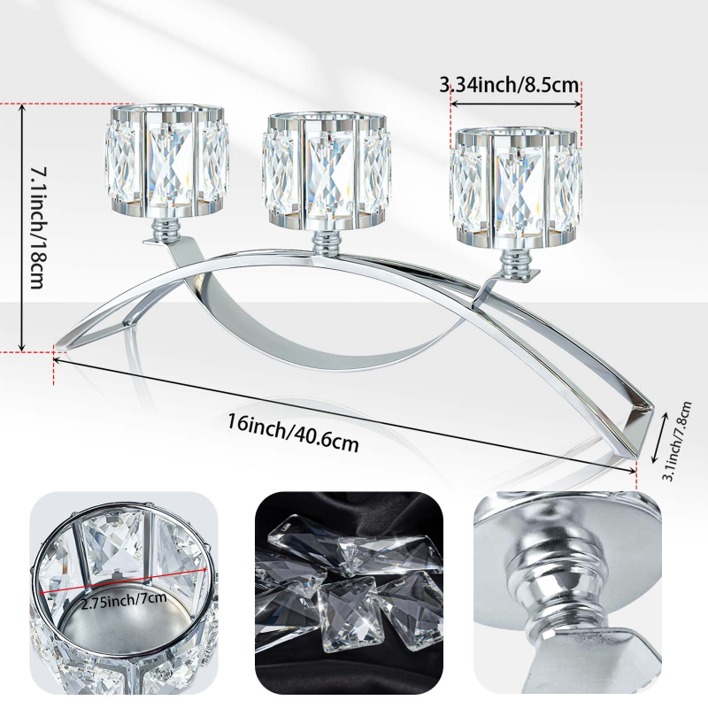 Tarpvalstybinis „Amazon Nordic“ modernus trijų galvų metalinis krištolinis žvakidė romantiška žvakių šviesa vakarienės stalo dekoracija prancūziško stiliaus namams