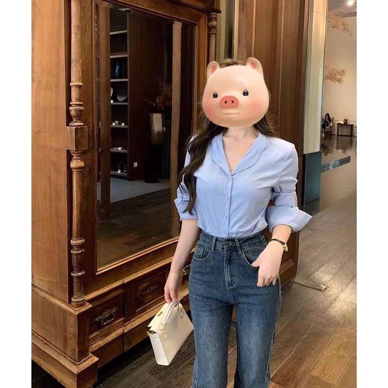 Balti ilgarankoviai moteriški marškiniai 2025 m. ankstyvo rudens naujo stiliaus unikalūs ir itin gražūs profesionalūs darbo drabužiai, aukštos klasės marškiniai-viršutiniai drabužiai