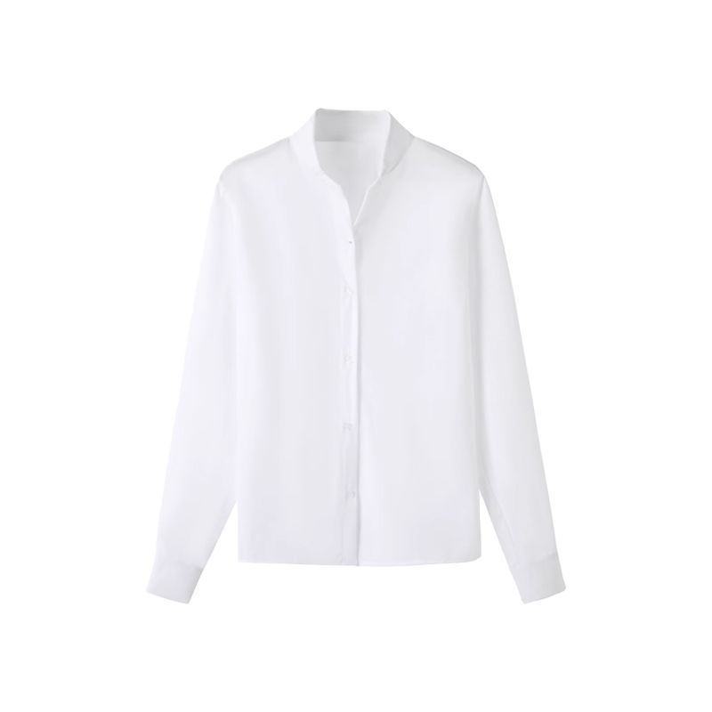 Balti ilgarankoviai moteriški marškiniai 2025 m. ankstyvo rudens naujo stiliaus unikalūs ir itin gražūs profesionalūs darbo drabužiai, aukštos klasės marškiniai-viršutiniai drabužiai