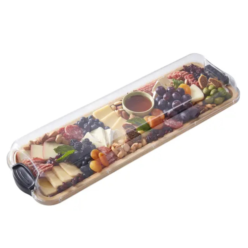 Európai téglalap alakú deli vágódeszka sajttálca tálca tömörfa parti gyümölcssaláta prezentáció steak sajttálca