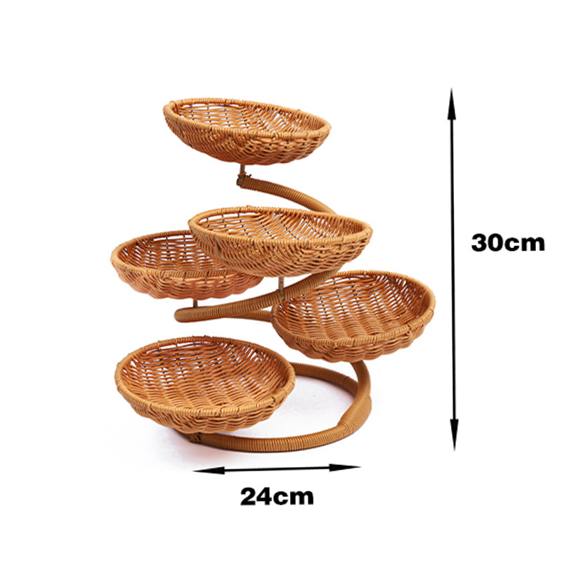 Többrétegű kreatív snack gyümölcstányér tároló kosár lépésről lépésre snack kenyérkosár szőlő utánzat kézzel szőtt aszalt gyümölcskosár