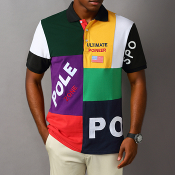 Külkereskedelmi póló rövid ujjú hajtókával nagy méret laza hétköznapi sport varrás kontrasztos színű pamut hímzés Valentin-nap újév