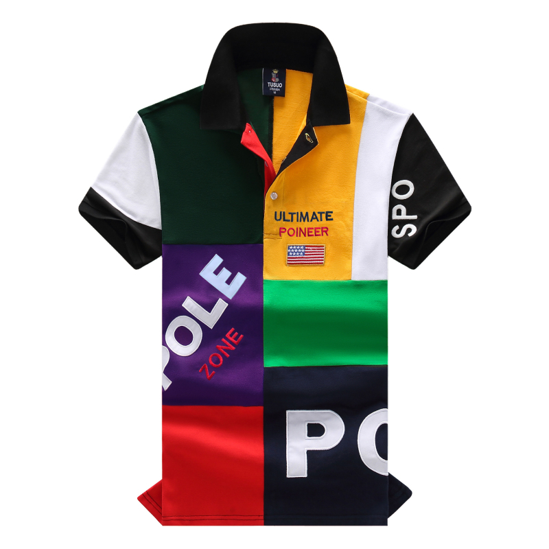 Külkereskedelmi póló rövid ujjú hajtókával nagy méret laza hétköznapi sport varrás kontrasztos színű pamut hímzés Valentin-nap újév