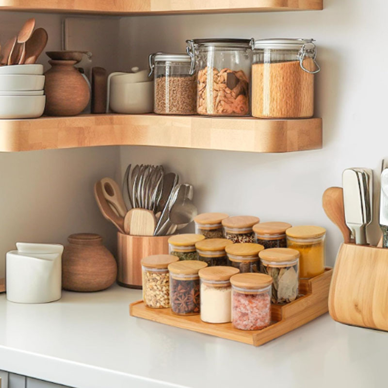 laos Bambusest vürtsiriiul Puidust hoiuriiul Köögi vürtsiriiul Õli, soola, kastme ja äädika hoiuriiul Kolmekihiline hoiuriiul