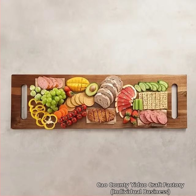 Obdĺžniková doska na krájanie z akácie, kuchynská doska na krájanie ovocia a občerstvenia z masívneho dreva, skladacia doska na krájanie steakov