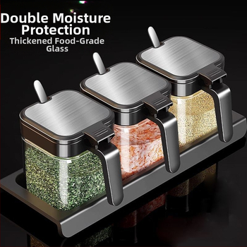 Virtuvės laikymo prieskonių indelis, stiklinis druskos indelis, prieskonių indelis, buitinė prieskonių druska, MSG prieskonių dėžutė