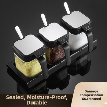 Virtuvės laikymo prieskonių indelis, stiklinis druskos indelis, prieskonių indelis, buitinė prieskonių druska, MSG prieskonių dėžutė