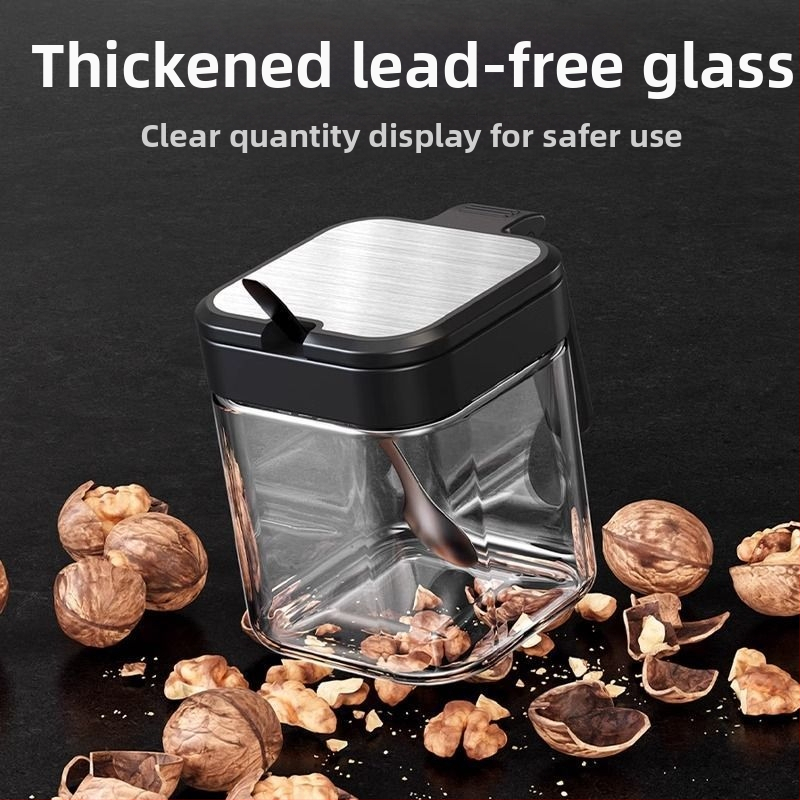 Кухненски буркан за подправки, стъклен буркан за сол, буркан за подправки, домакинска сол за подправки, кутия за подправки с мононатриев глутамат