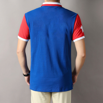 Καλοκαιρινό ανδρικό πόλο με κοντομάνικο κέντημα σε μπλε χρώμα με χαλαρά γράμματα σε αντίθεση, casual, αθλητικά, γαλλικά, οπαδοί ποδοσφαίρου, Ευρώπη