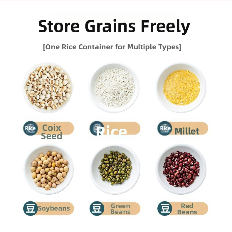 Кутия за съхранение на зърнени храни, разделителни стелажи за кофи с ориз, хранителни класифицирани домакински отделения за съхранение, запечатани кофи