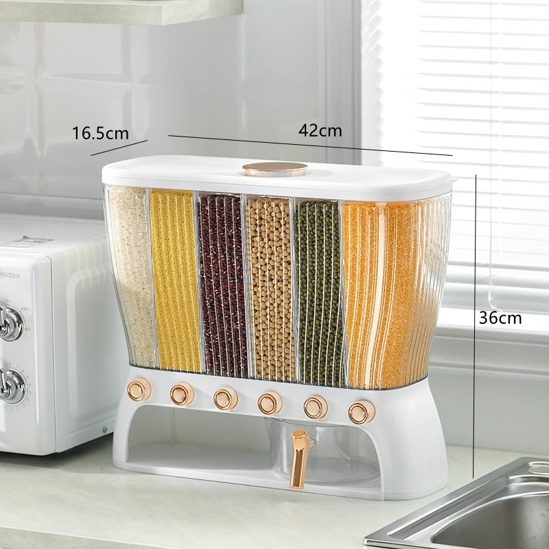 Virtuvės laikymo dėžė javams, dalijamieji stovai ryžių kibirams, maistinio lygio buitiniai klasifikuoti atskiri sandėliavimo kibirai, sandarūs