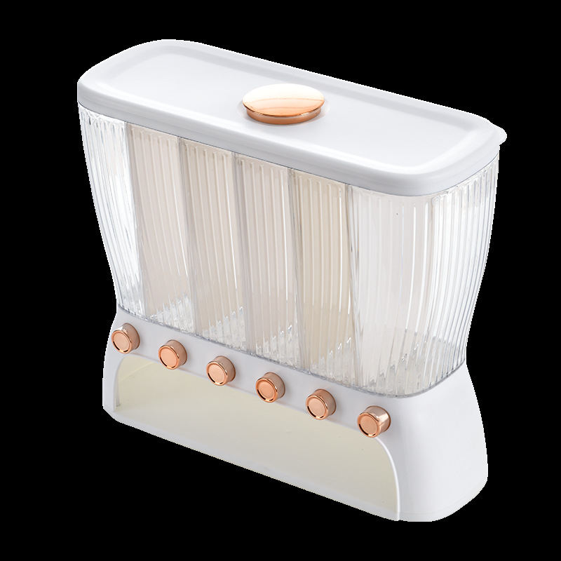 Virtuvės laikymo dėžė javams, dalijamieji stovai ryžių kibirams, maistinio lygio buitiniai klasifikuoti atskiri sandėliavimo kibirai, sandarūs