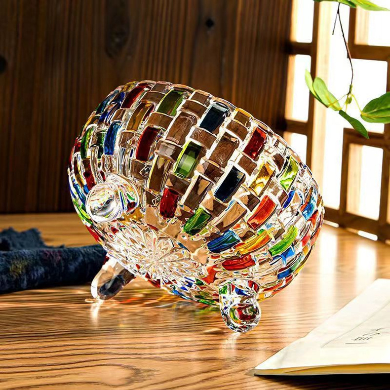 Flavinz európai stílusú üveg cukorkásüveg fedéllel, aszalt gyümölcsös snack üveg, háztartási gyümölcstálca, nappali cukorkás pohár, cukortartó