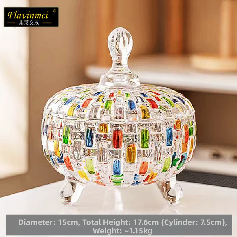 Flavinz európai stílusú üveg cukorkásüveg fedéllel, aszalt gyümölcsös snack üveg, háztartási gyümölcstálca, nappali cukorkás pohár, cukortartó