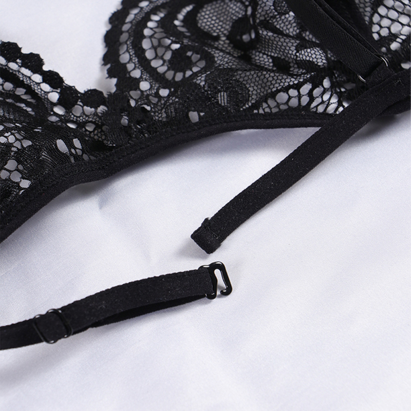 Užsienio prekybos karšto pardavimo seksualūs apatiniai seksualūs tuščiaviduriai pusiau permatomi nėriniai atviros krūtinės liemenėlė push-up plona liemenėlė