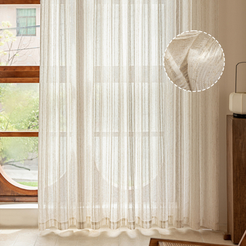 Išskirtinis tarpvalstybinis išpardavimas, japoniško paprasto stiliaus lininės dryžuotos marlės užuolaidos, permatomos apdailos užuolaidos, didmeninė prekyba.