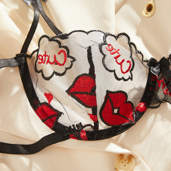 Διασυνοριακό Εξωτερικό Εμπόριο Ευρώπης και Αμερικής Σέξι Εσώρουχα Πλέγμα Σέξι Κέντημα Χειλιών Στρινγκ Σετ Εσώρουχων Pure Desire