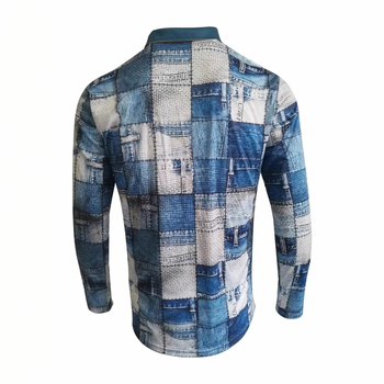 Ανδρικό πόλο με μακριά μανίκια και αναπνεύσιμο γιακά με φερμουάρ, σε προσφορά σε μεγάλες εκπτώσεις, με τρισδιάστατη εκτύπωση σκισμένου τζιν σε διασυνοριακό επίπεδο. Σε απόθεμα