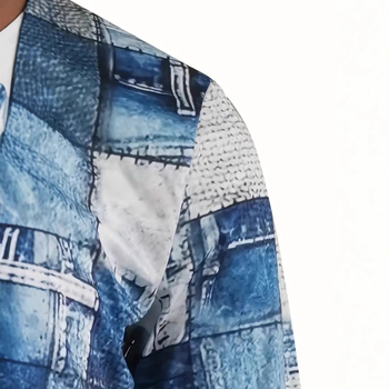 Ανδρικό πόλο με μακριά μανίκια και αναπνεύσιμο γιακά με φερμουάρ, σε προσφορά σε μεγάλες εκπτώσεις, με τρισδιάστατη εκτύπωση σκισμένου τζιν σε διασυνοριακό επίπεδο. Σε απόθεμα