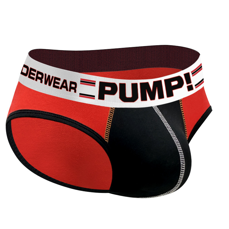 PUMP! Szexi, színben illő alsónemű, alacsony derekú, izgalmas, domború, zsebes, szexi nadrág, férfi MP222
