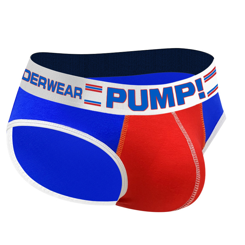 PUMP! Szexi, színben illő alsónemű, alacsony derekú, izgalmas, domború, zsebes, szexi nadrág, férfi MP222