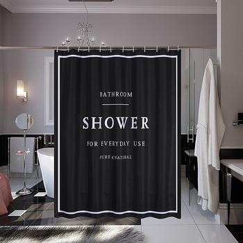 Piiriülene uus veekindel tualettruumi vaheseinaga dušikardin lihtsa musta ingliskeelse tähega dušikardina dušikardina tootjad