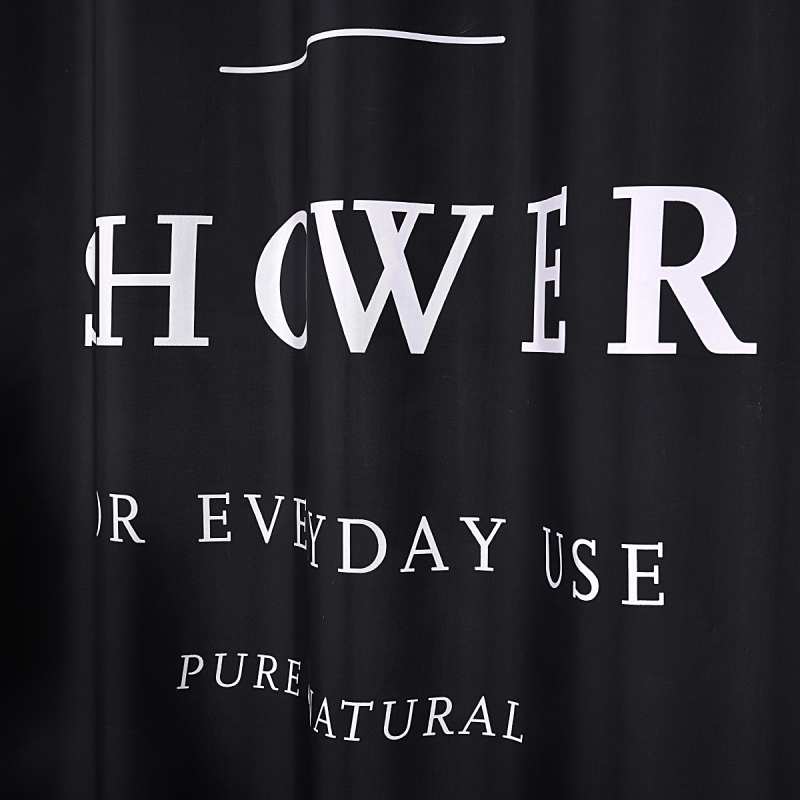 Piiriülene uus veekindel tualettruumi vaheseinaga dušikardin lihtsa musta ingliskeelse tähega dušikardina dušikardina tootjad