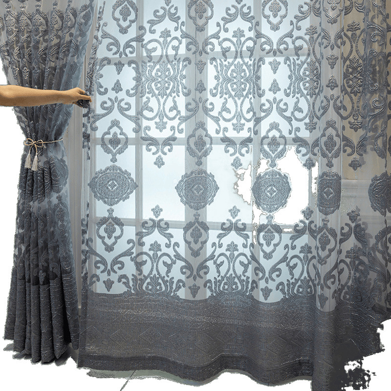 Europietiško stiliaus žakardo tuščiavidurė pusiau šešėliuojanti pilka marlės užuolaida svetainei, balkonui, įlankos langui, apsaugai nuo saulės ir šilumos izoliacijai, miegamojo nuo saulės skėčių užuolaidų siūlai
