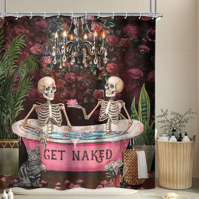 Piiriülene dušikardin romantiline kolju vann vannitoa kaunistus dušikardin digitaaltrükiga vannitoa vaheseina kardinakonks