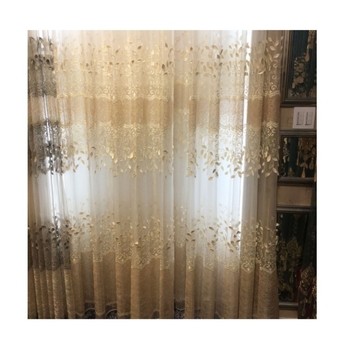 Europietiško stiliaus prabangios svetainės balkono įlankos lango permatomos užuolaidos su reljefiniu siuvinėjimu, kiniško stiliaus prabangios svetainės permatomos užuolaidos, gatavas produktas