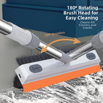 Perie de podea pentru cusături, perie de podea pentru baie, spălare pereți, curățare gresie, mâner lung, perie de podea pentru baie, fără unghi mort