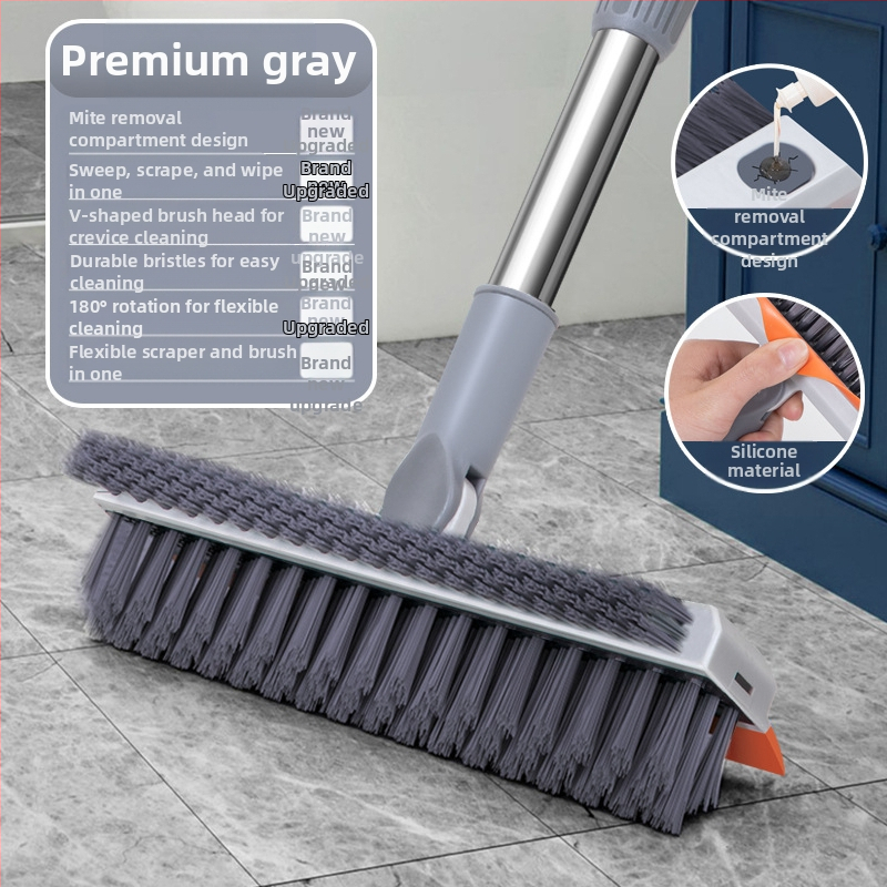 Perie de podea pentru cusături, perie de podea pentru baie, spălare pereți, curățare gresie, mâner lung, perie de podea pentru baie, fără unghi mort