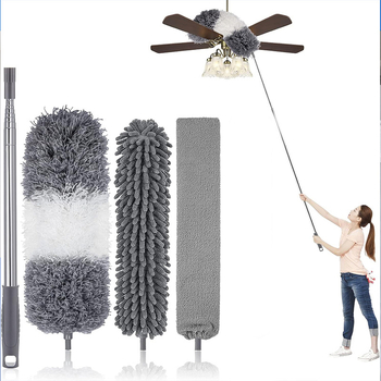Namų valymo 2,45 m vištienos plunksnų šluostė ištraukiama lanksti elektrostatinė dulkių šalinimo šepetys tarpams
