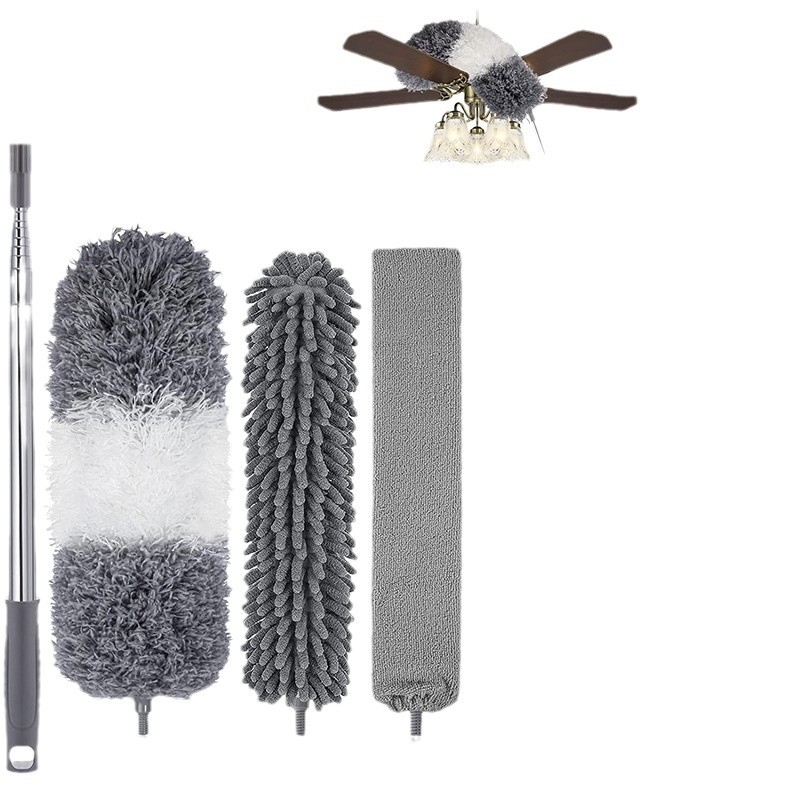 Namų valymo 2,45 m vištienos plunksnų šluostė ištraukiama lanksti elektrostatinė dulkių šalinimo šepetys tarpams