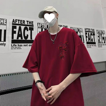 Αμερικανικά μοντέρνα μπλουζάκια με ροζ στάμπα και κοντομάνικα για άνδρες και γυναίκες το καλοκαίρι. Μπλούζες με μισά μανίκια για ζευγάρια.