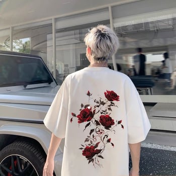 Αμερικανικά μοντέρνα μπλουζάκια με ροζ στάμπα και κοντομάνικα για άνδρες και γυναίκες το καλοκαίρι. Μπλούζες με μισά μανίκια για ζευγάρια.