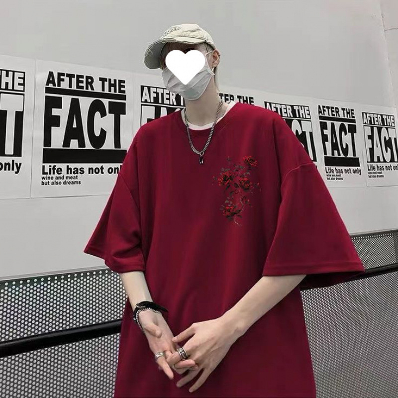 Amerikai divatos márkájú, rózsaszín mintás, rövid ujjú pólók férfiaknak és nőknek, nyári laza dizájnnal, páros félujjú felsők