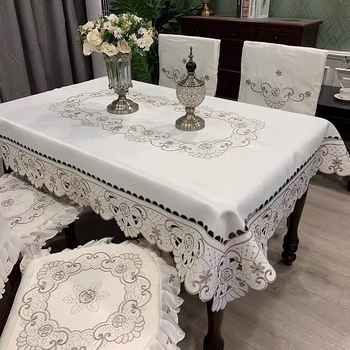 Piiriülene kuum tikitud laualina moodne lihtne ristkülikukujuline polüesterkangast teelaua laudlina hulgimüük