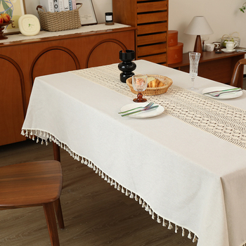 Американски стил лек луксозен пасторален стил покривка за маса с плътен цвят дантелен шев, покривка за масичка за кафе, винтидж пискюли с дантела, кърпа на едро