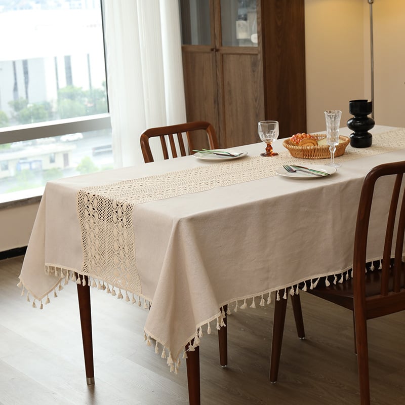 Amerikietiško stiliaus šviesios prabangios pastoracinio stiliaus staltiesės vientisos spalvos nėrinių siuvinėjimo kavos staliuko staltiesė vintažinio kutais nėrinių užvalkalo audinio didmeninė prekyba