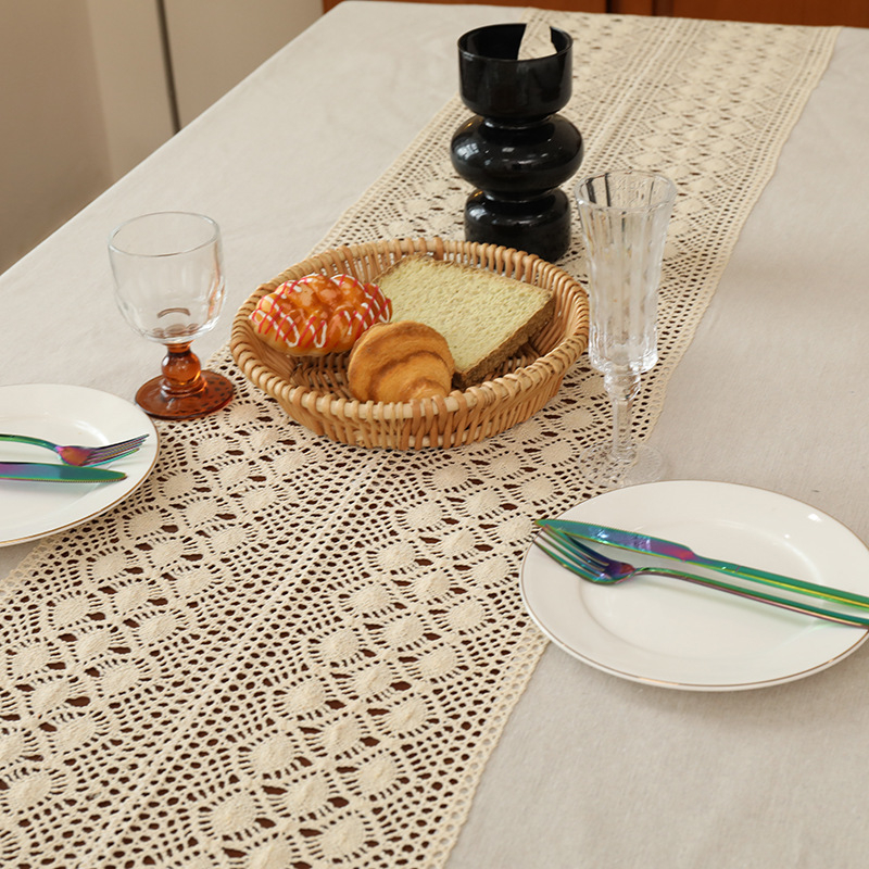 Amerikietiško stiliaus šviesios prabangios pastoracinio stiliaus staltiesės vientisos spalvos nėrinių siuvinėjimo kavos staliuko staltiesė vintažinio kutais nėrinių užvalkalo audinio didmeninė prekyba