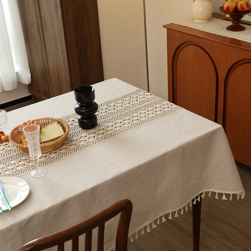 Amerikietiško stiliaus šviesios prabangios pastoracinio stiliaus staltiesės vientisos spalvos nėrinių siuvinėjimo kavos staliuko staltiesė vintažinio kutais nėrinių užvalkalo audinio didmeninė prekyba