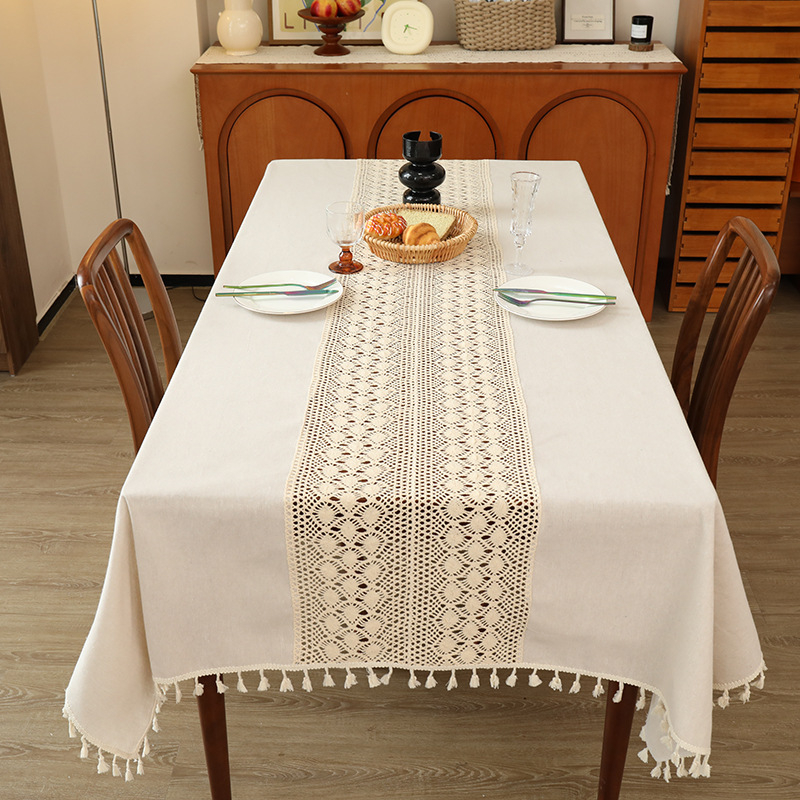 Amerikietiško stiliaus šviesios prabangios pastoracinio stiliaus staltiesės vientisos spalvos nėrinių siuvinėjimo kavos staliuko staltiesė vintažinio kutais nėrinių užvalkalo audinio didmeninė prekyba