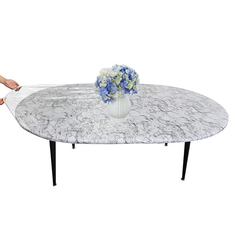 Tarpvalstybinis populiarus ovalus permatomas stalo užtiesalas, vandeniui atsparus, dulkėms atsparus, lengvai valomas staltiesė, PVC permatoma elastinė juosta, elastingas stalas