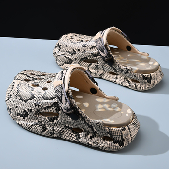 Gyvatės odos skylių batai vasariniai viršutiniai drabužiai storapadis dilimui atsparūs sandalai EVA kvėpuojantys neslystantys dezodorantai poroms paplūdimio baotou šluostė