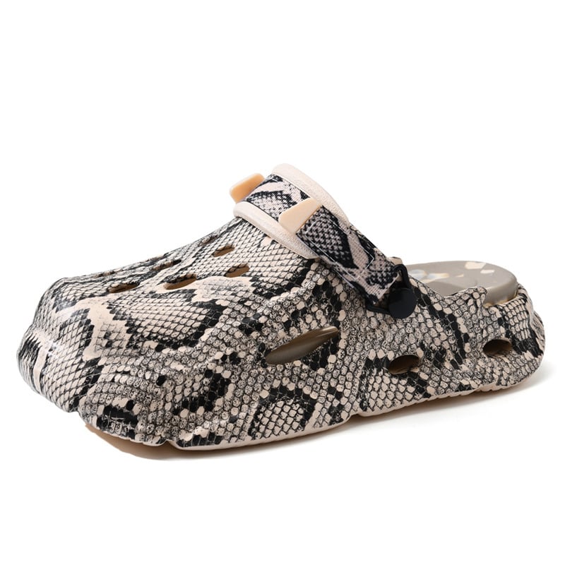 Gyvatės odos skylių batai vasariniai viršutiniai drabužiai storapadis dilimui atsparūs sandalai EVA kvėpuojantys neslystantys dezodorantai poroms paplūdimio baotou šluostė