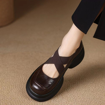 Ελαφριά και απαλή σειρά ~ Εξαιρετικά άνετα ~ Νέα μαλακά δερμάτινα παπούτσια για γυναίκες, μικρά παπούτσια Mary Jane με χοντρή σόλα, δερμάτινα παπούτσια με σταυρωτό λουράκι