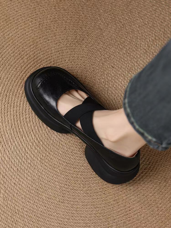 Könnyű és puha sorozat ~ Rendkívül kényelmes ~ Új puha bőrcipők nőknek, kis méretű, vastag talpú Mary Jane cipők, keresztpántos bőrcipők